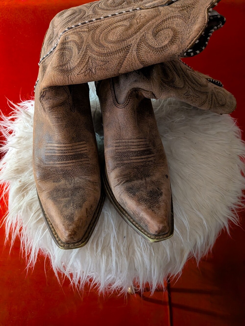 Durango Brown Distressed Leather Western Ankle Boots